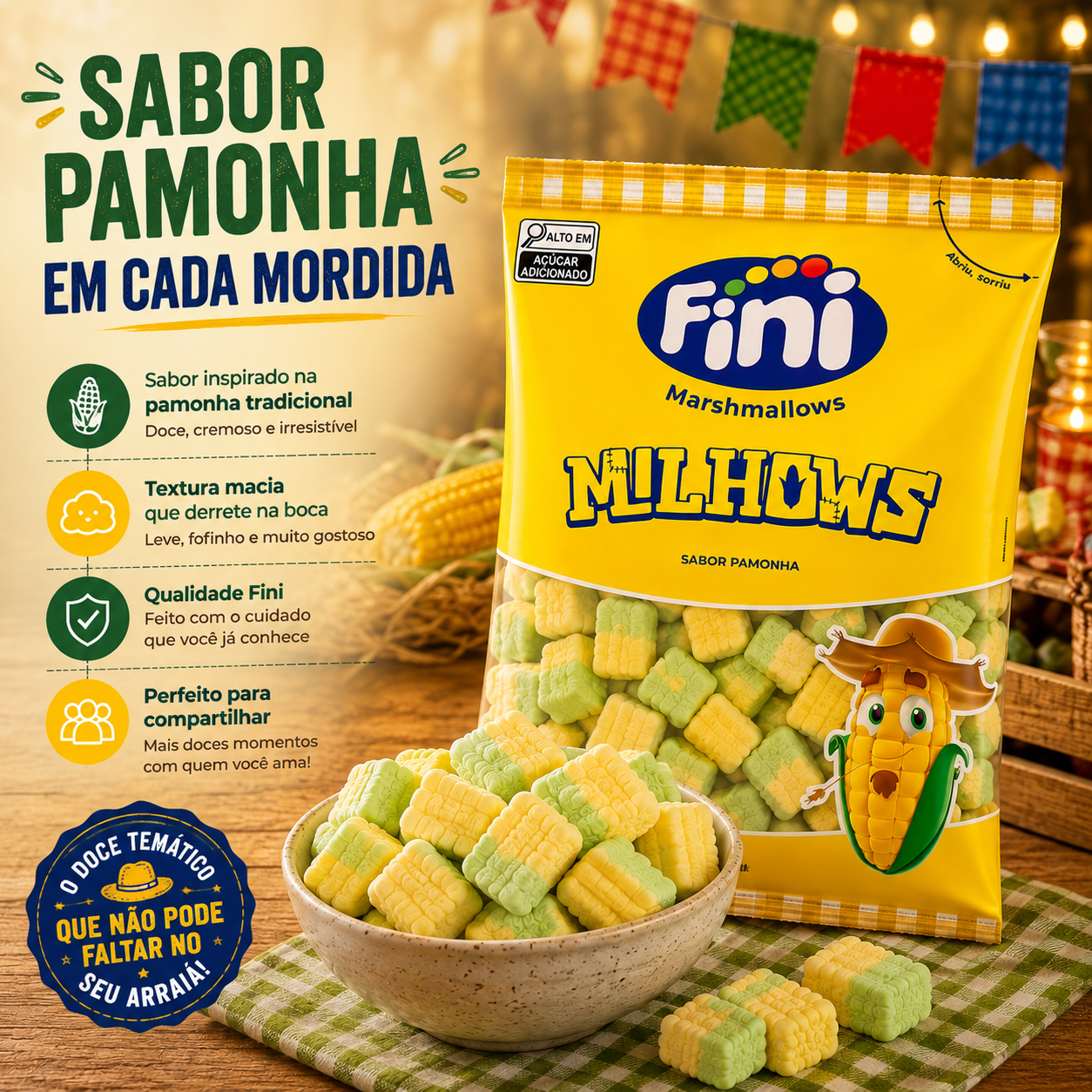 Kit 3 pacotes Marshmallow Milhows Pamonha...
