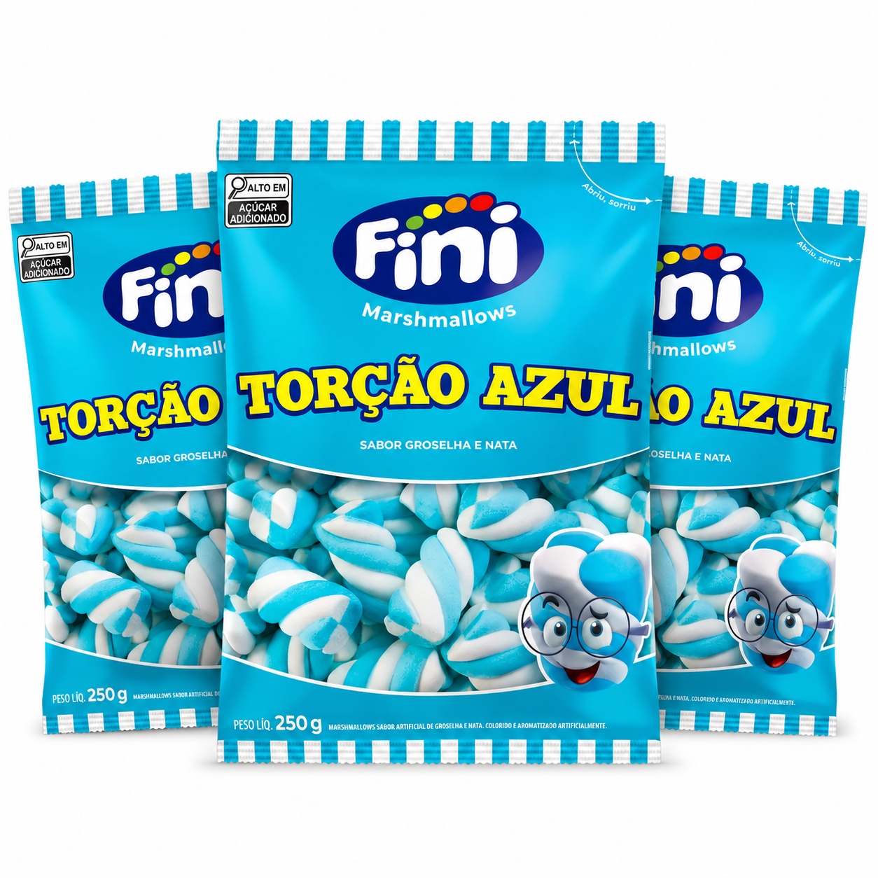 Kit 3 Pacotes Marshmallow Fini Azul e bra...