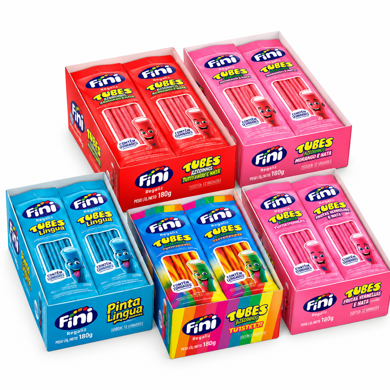 Fini Tubes Kit 5 Caixas 5 Sabores Variado...