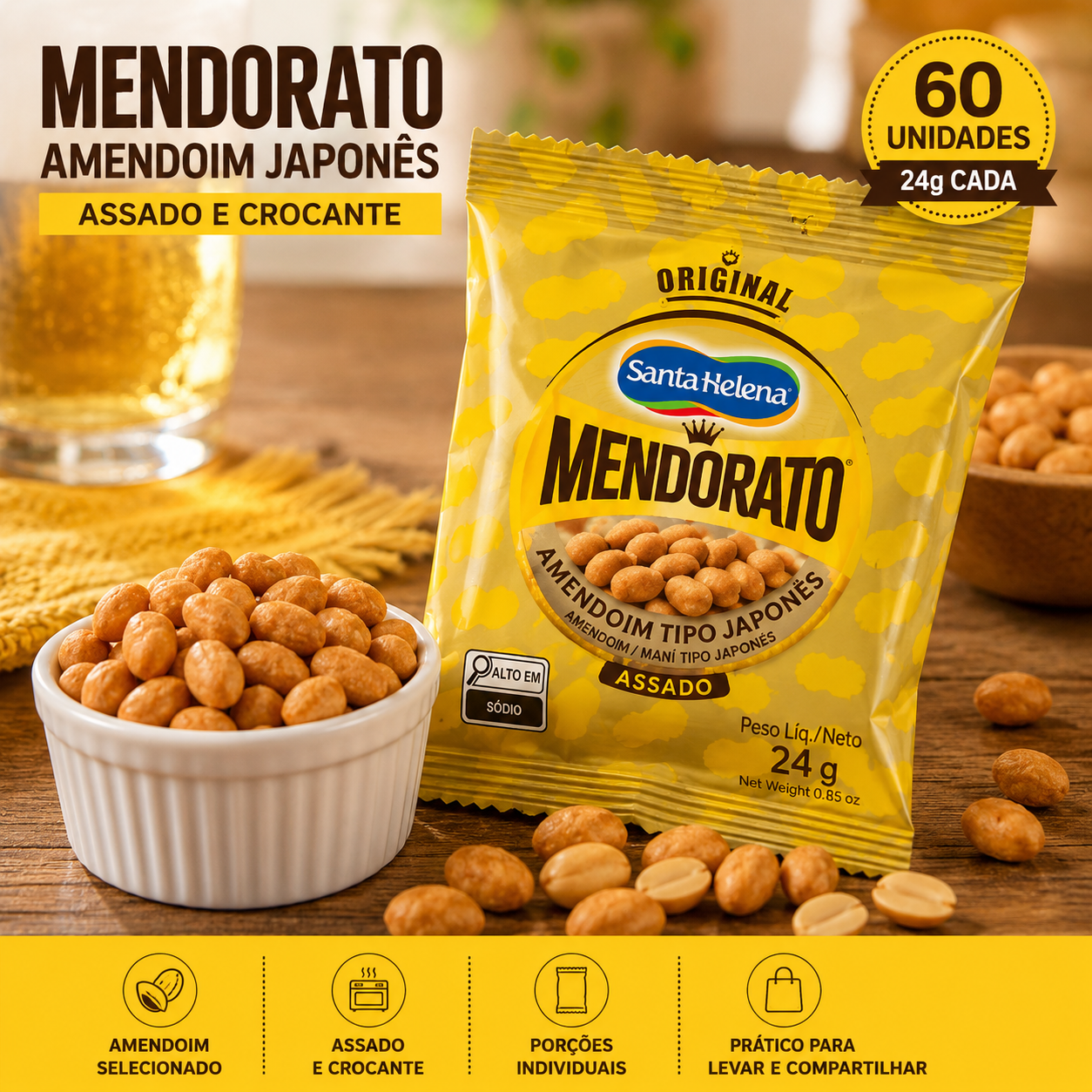 Mendorato Amendoim Japonês Assado 60 Unid...