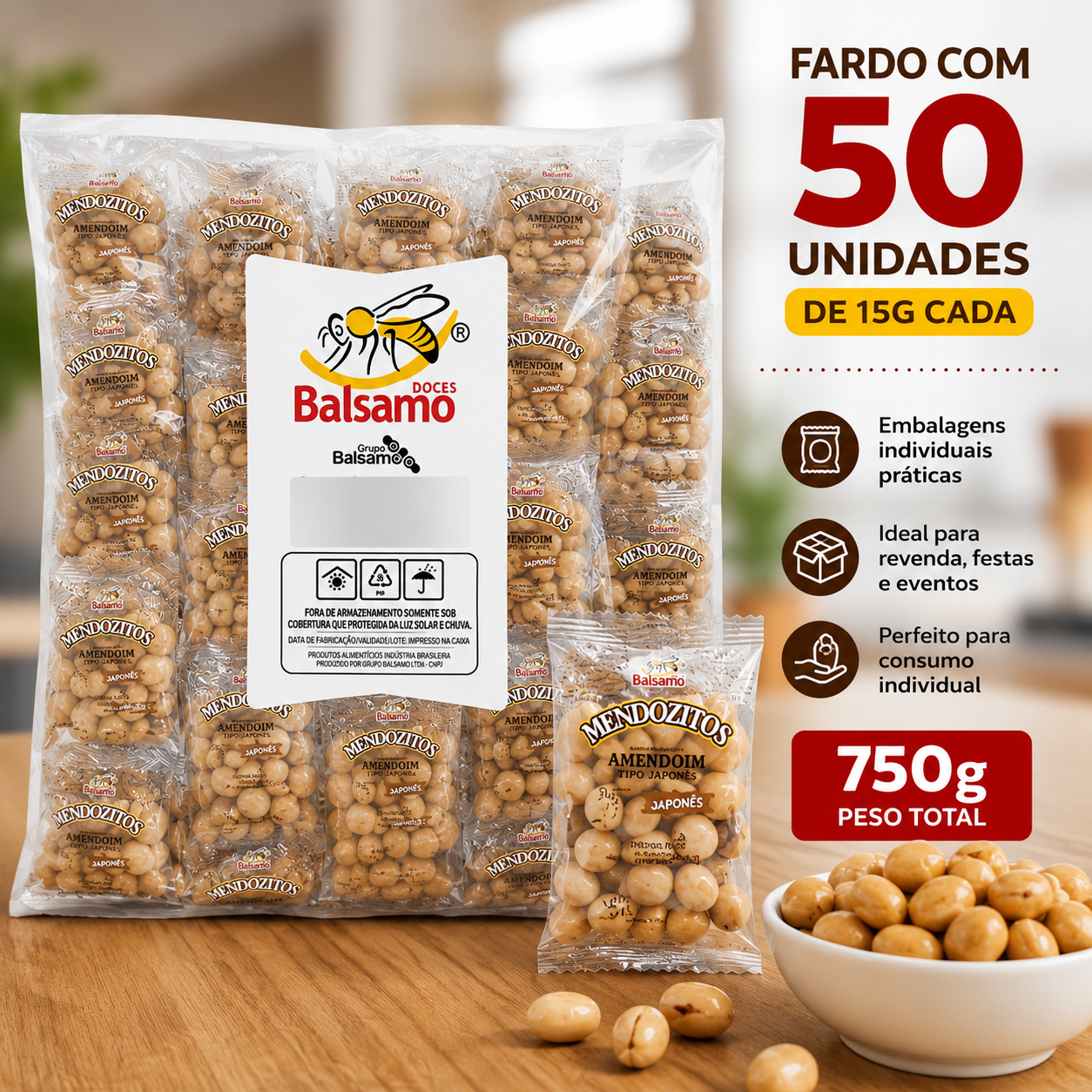 Mendozitos Japonês Amendoim Crocante 50 U...
