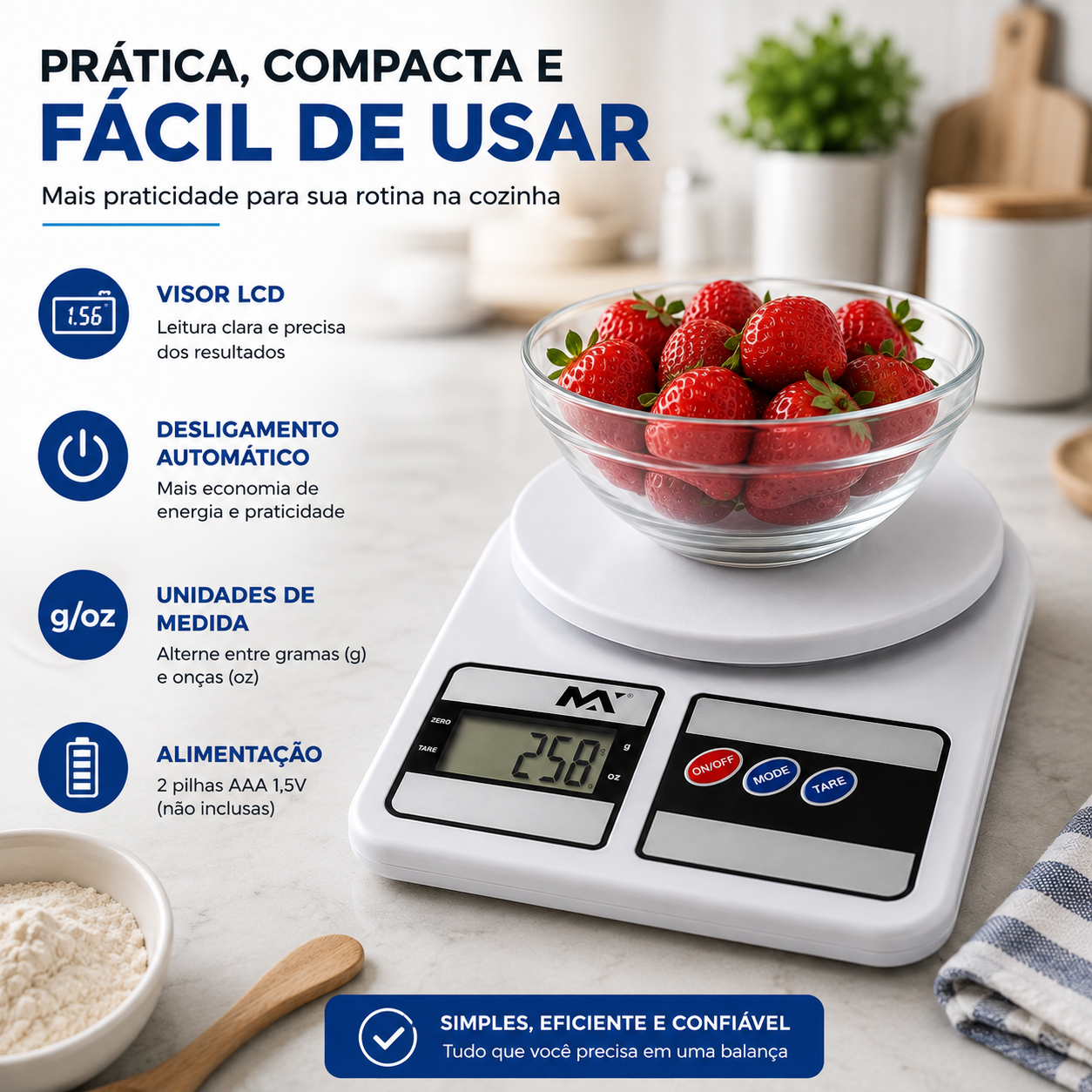Balança Digital Precisão 10kg 1g Alimento...