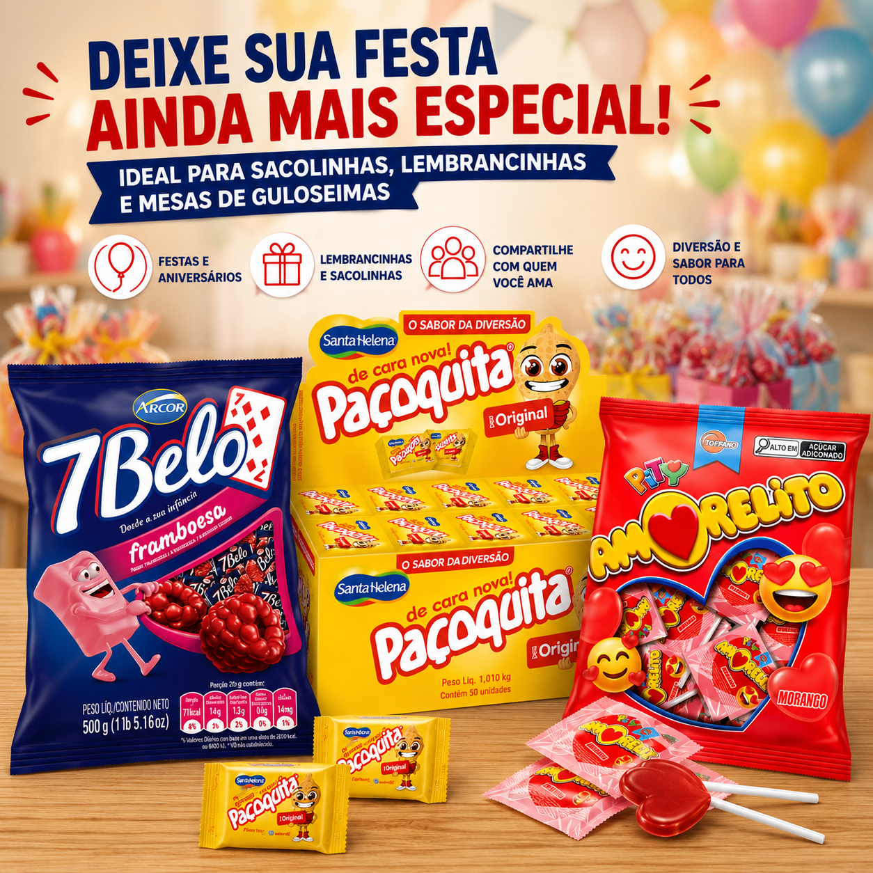 Kit Doces 7 Belo Paçoquita Amorelito Fest...