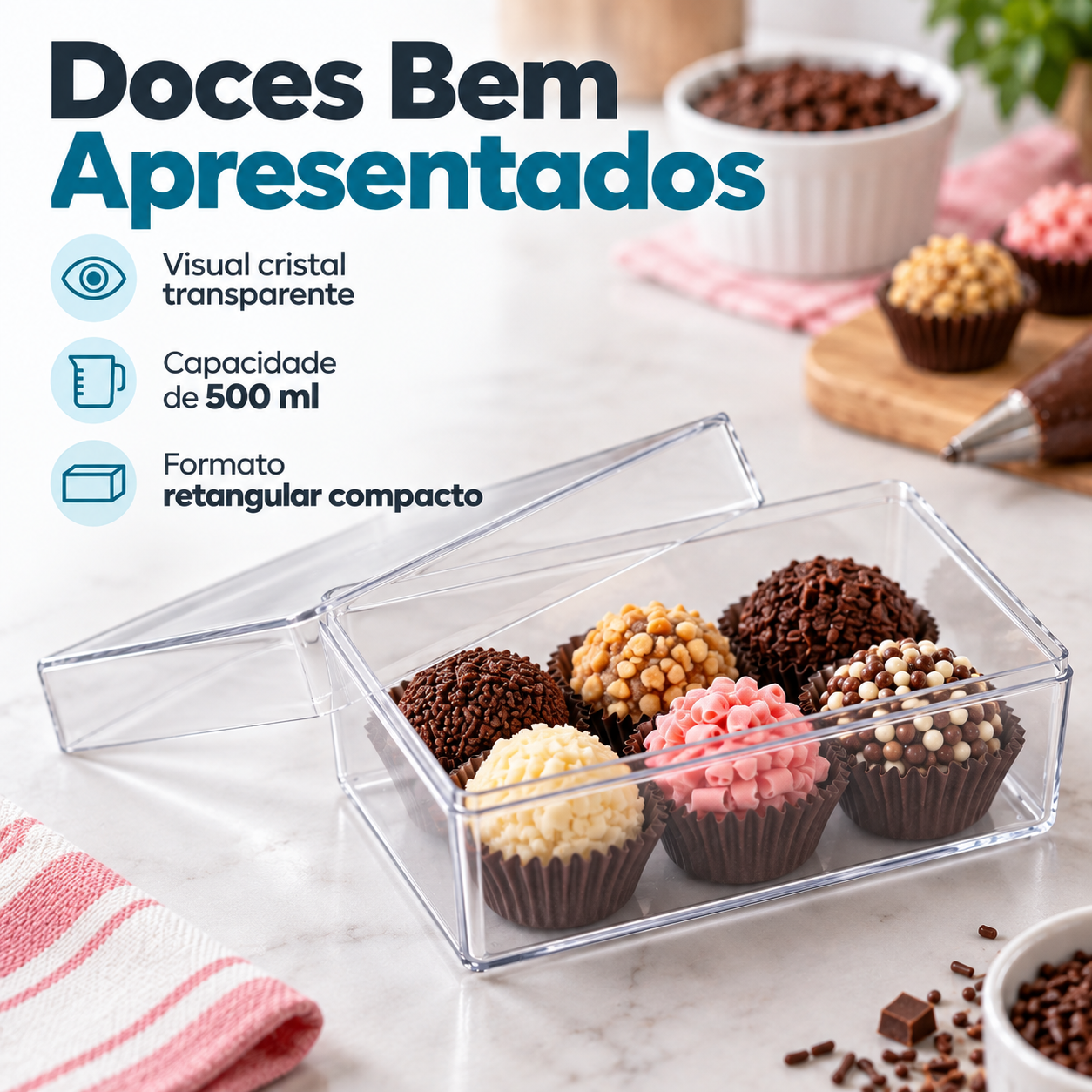 Cake Box Retangular Transparente Com Tamp...
