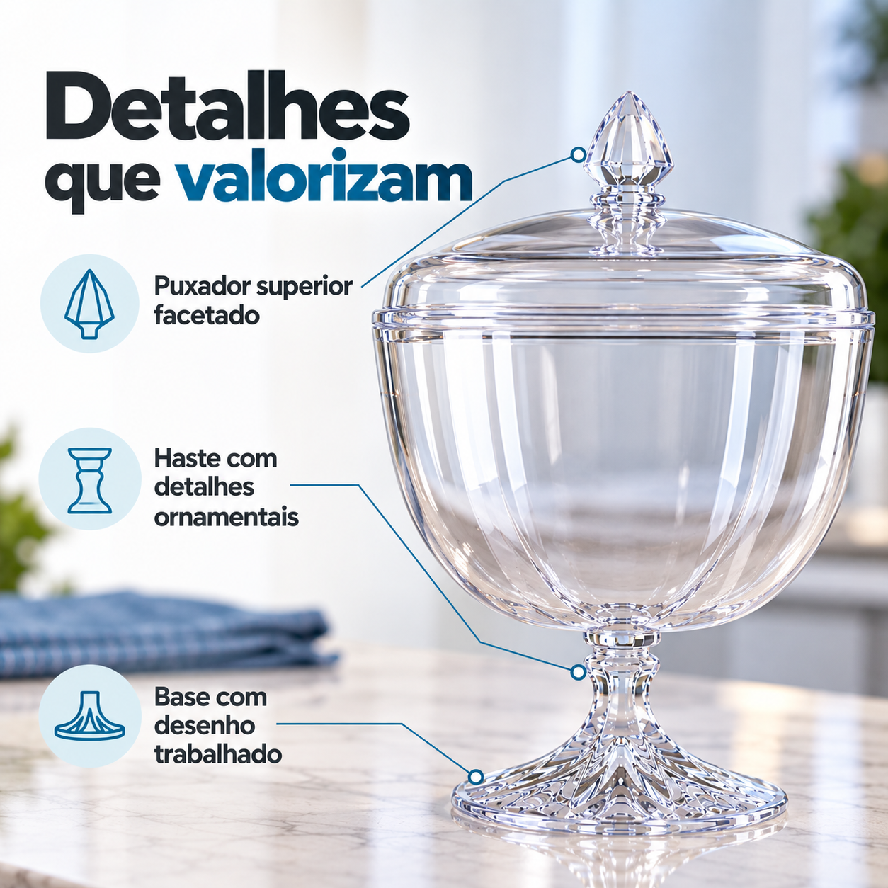 Taça Safira 1250ml Com Tampa Para Confeit...