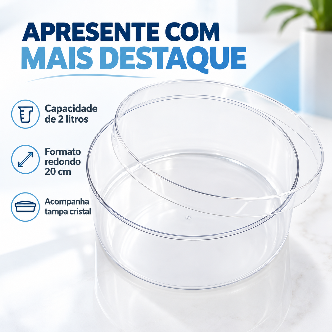 Cake Box Redonda 2L BlueStar Transparente...