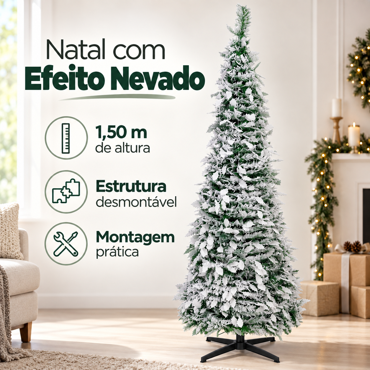 Árvore de Natal Nevada 1,50m Desmontável ...
