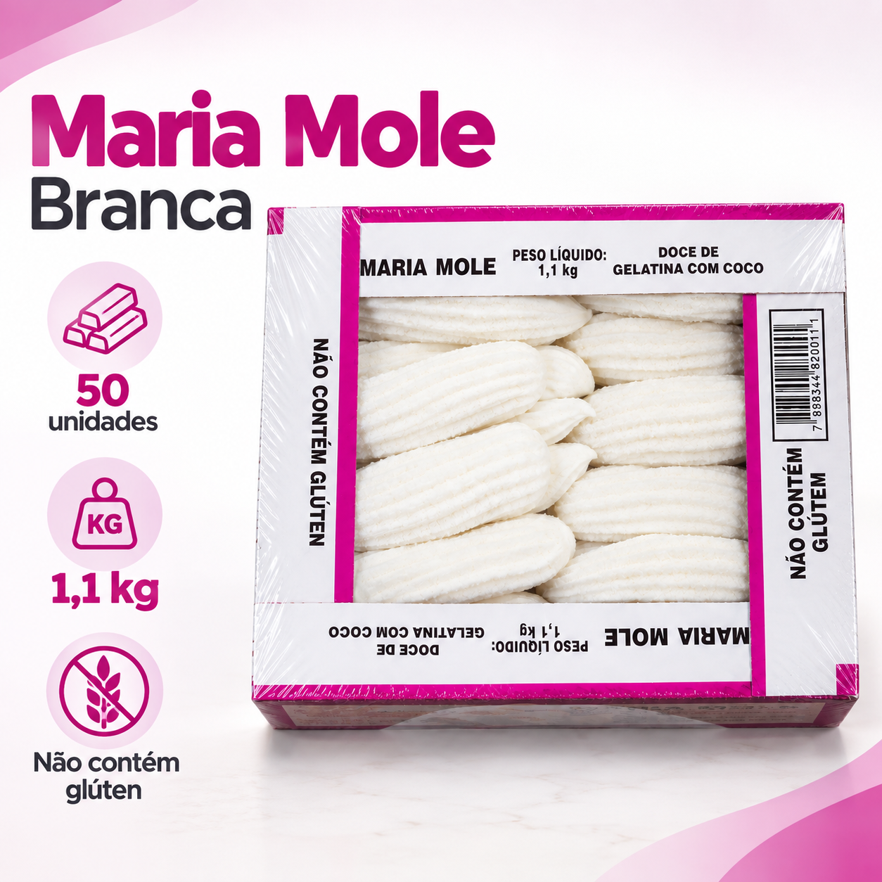 Maria Mole Clamel Branca Caixa 50 Unidade...
