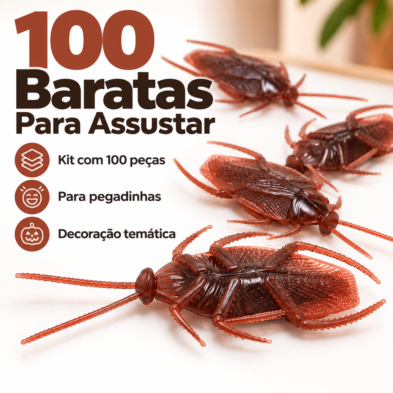 Barata Artificial Assustadora Kit 100 Uni...