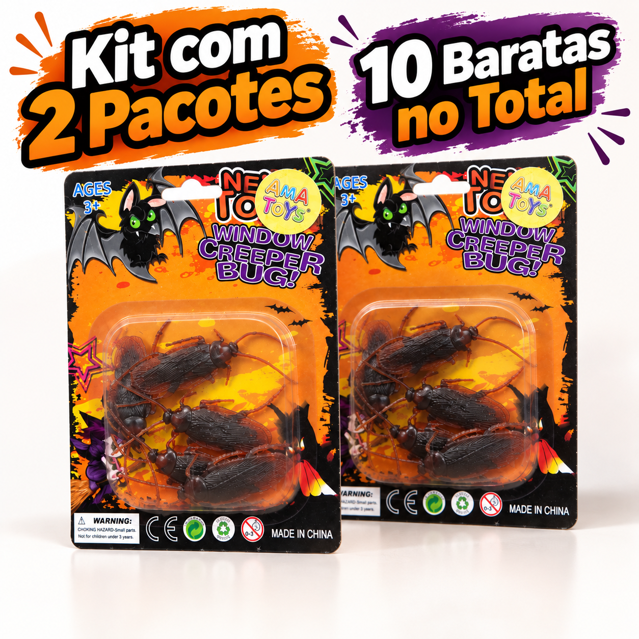 Kit 10 insetos Baratas Falsas De Brinqued...
