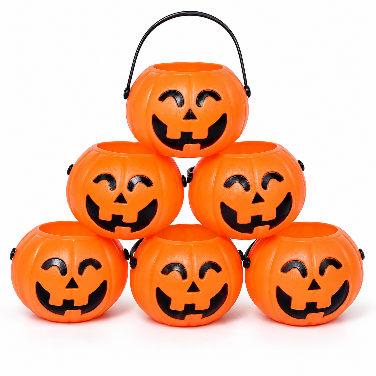 Mini Balde Abóbora Decoração Halloween Kit 6