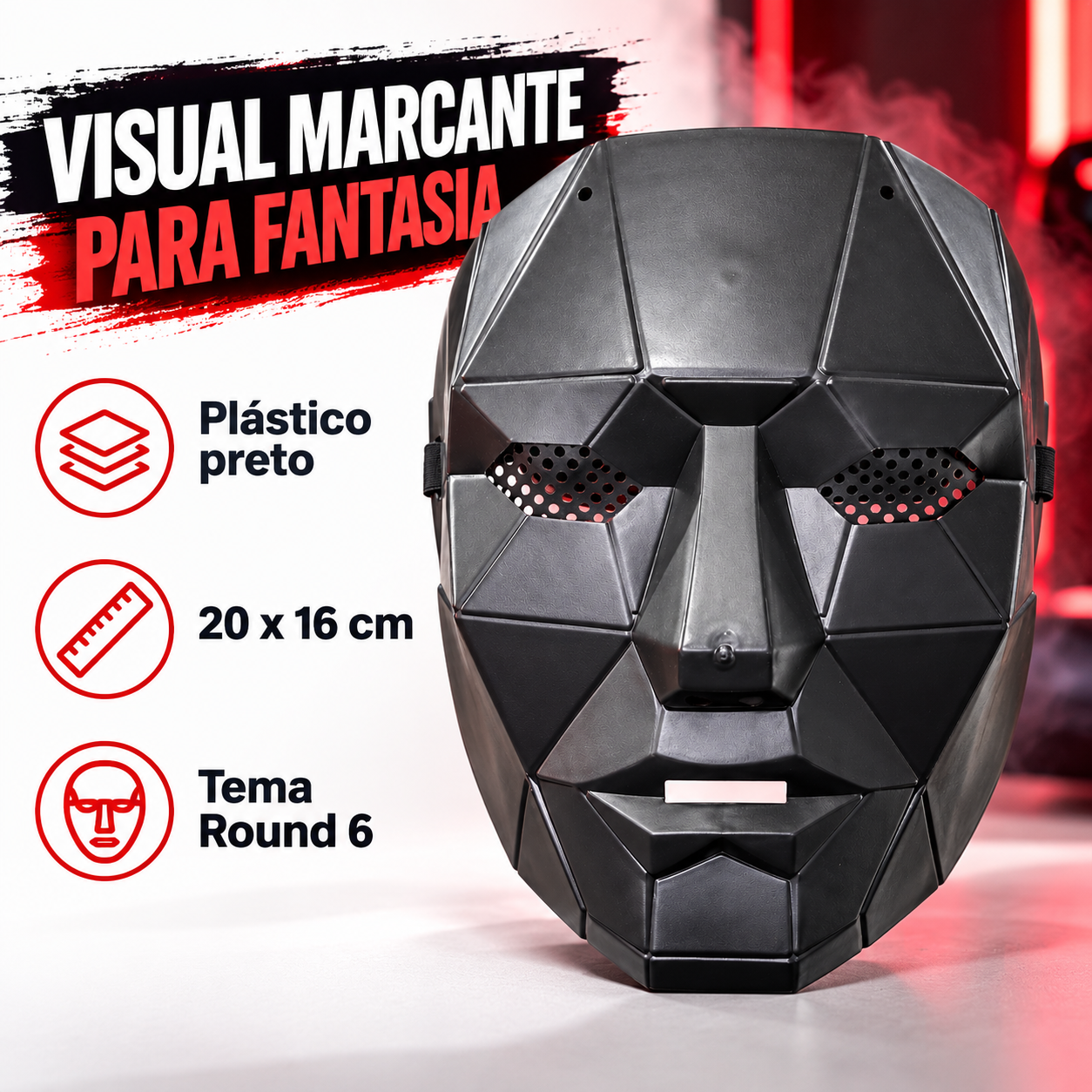 Máscara Round 6 Preta Fantasia Halloween ...