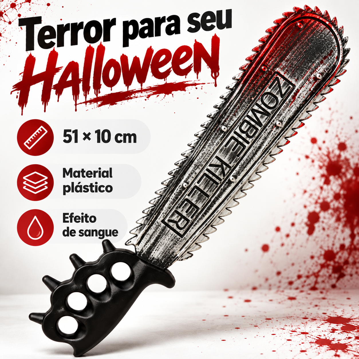 Serrote Com Sangue Falso Halloween Plásti...