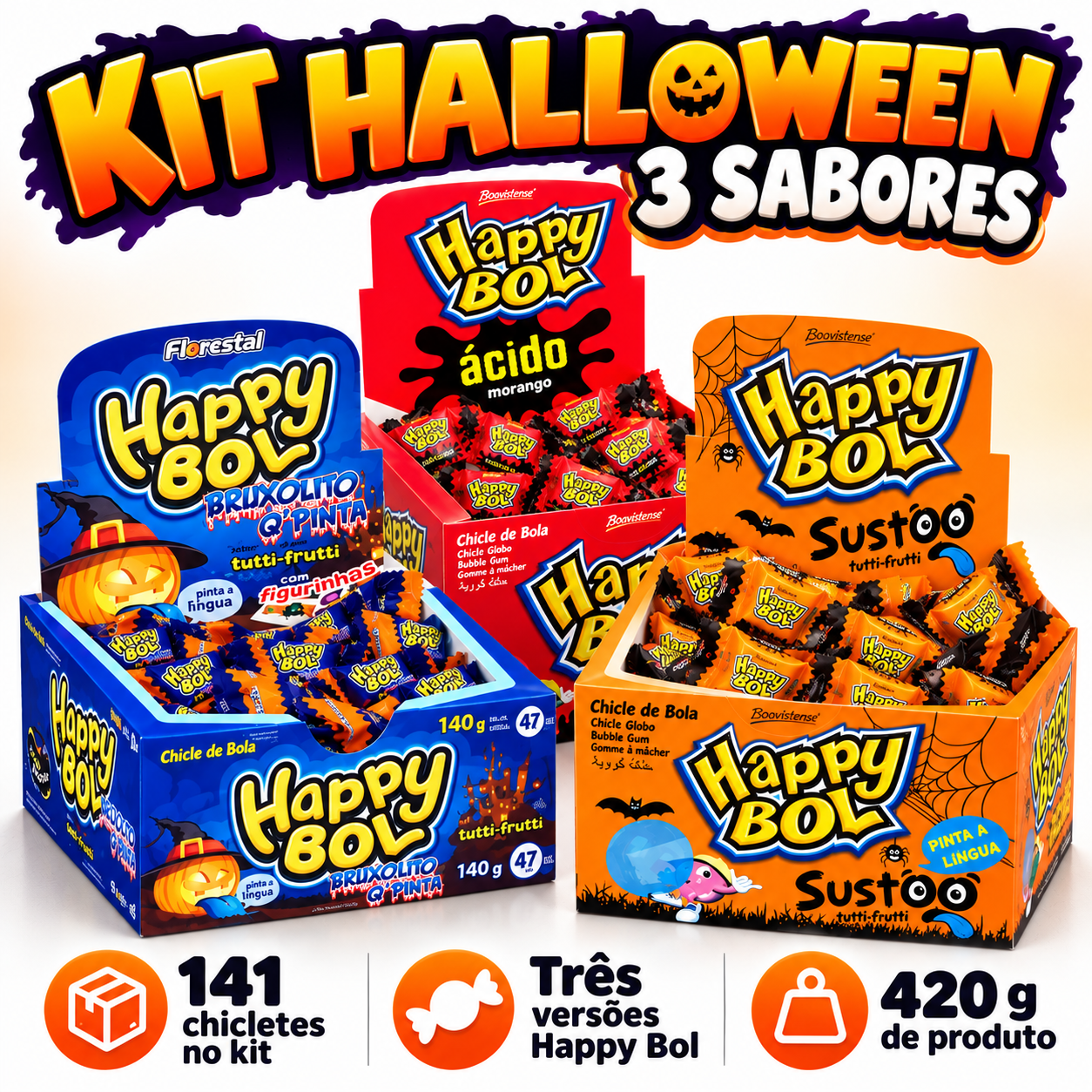 Kit Chiclete Happy Bol Florestal Hallowee...