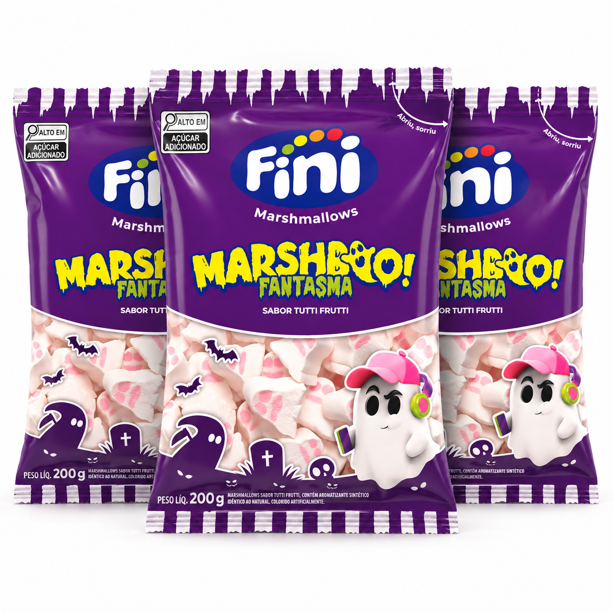 Kit 3 Fini Marshboo Fantasma 200g Tutti  ...