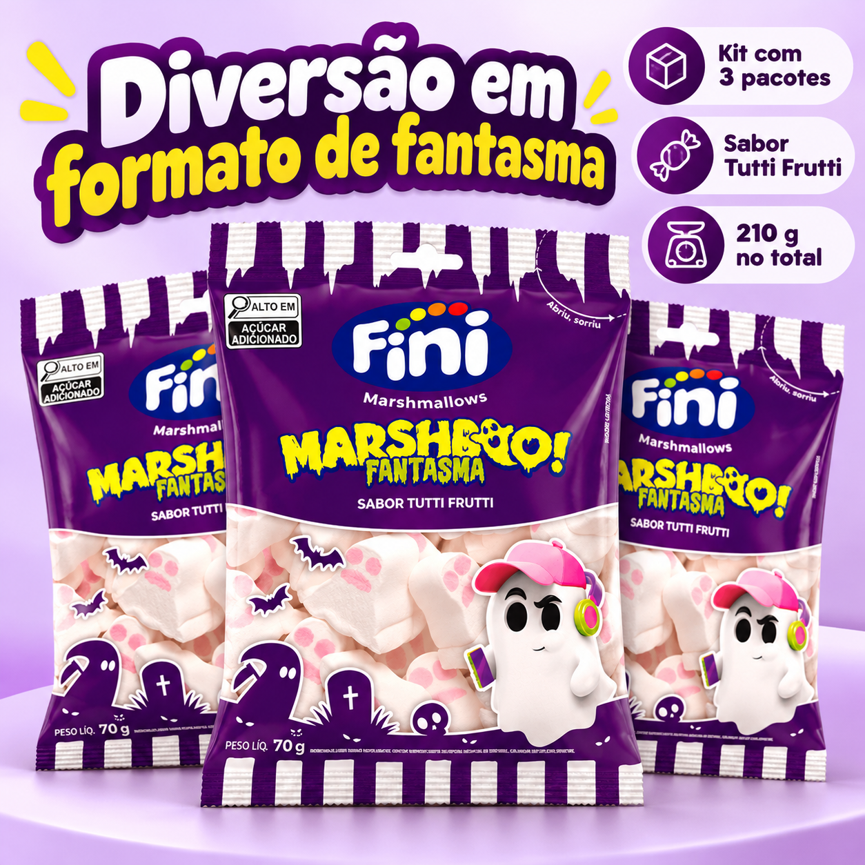 Kit 3 Fini Marshboo Fantasma 70g Tutti Fr...