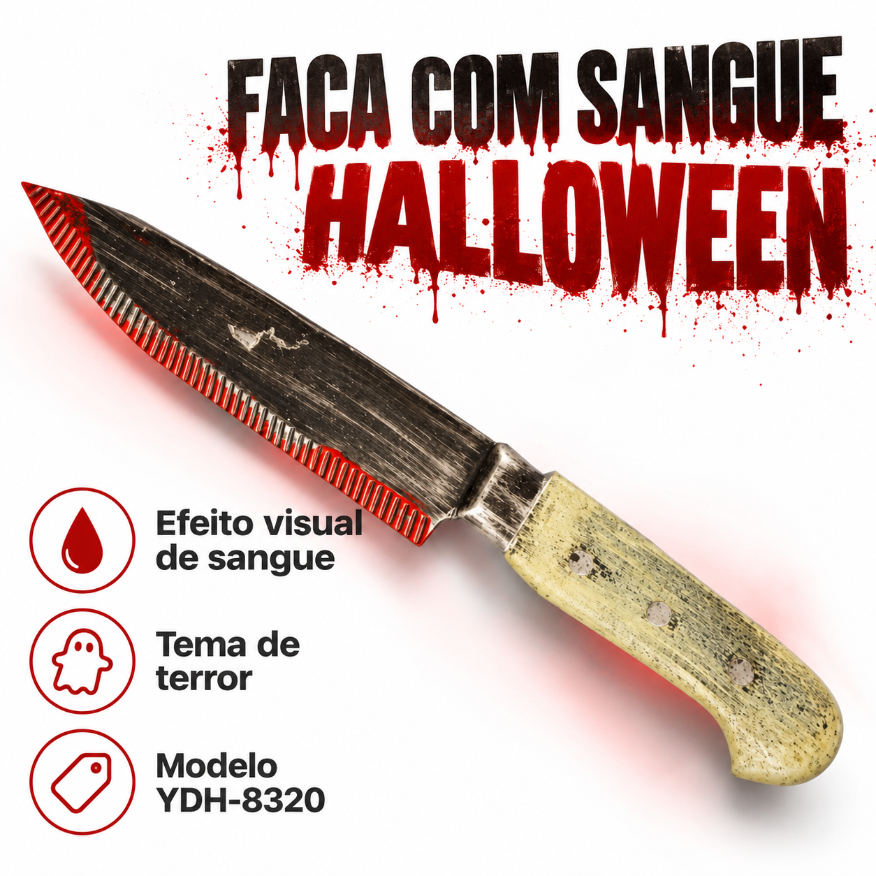 Faca Com Sangue Halloween Adereço Terror