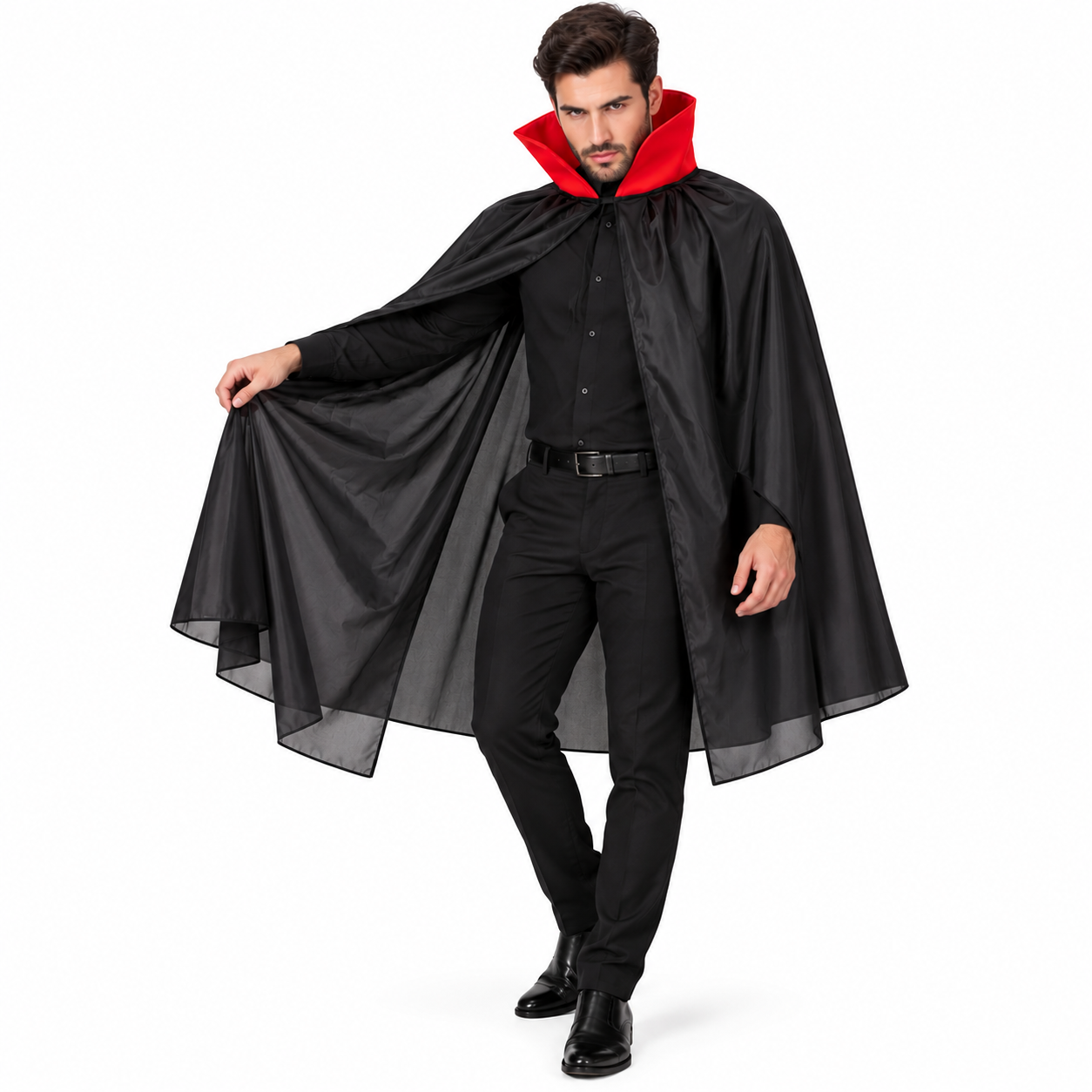 Capa Vampiro Fantasia Adulto Gola Vermelh...