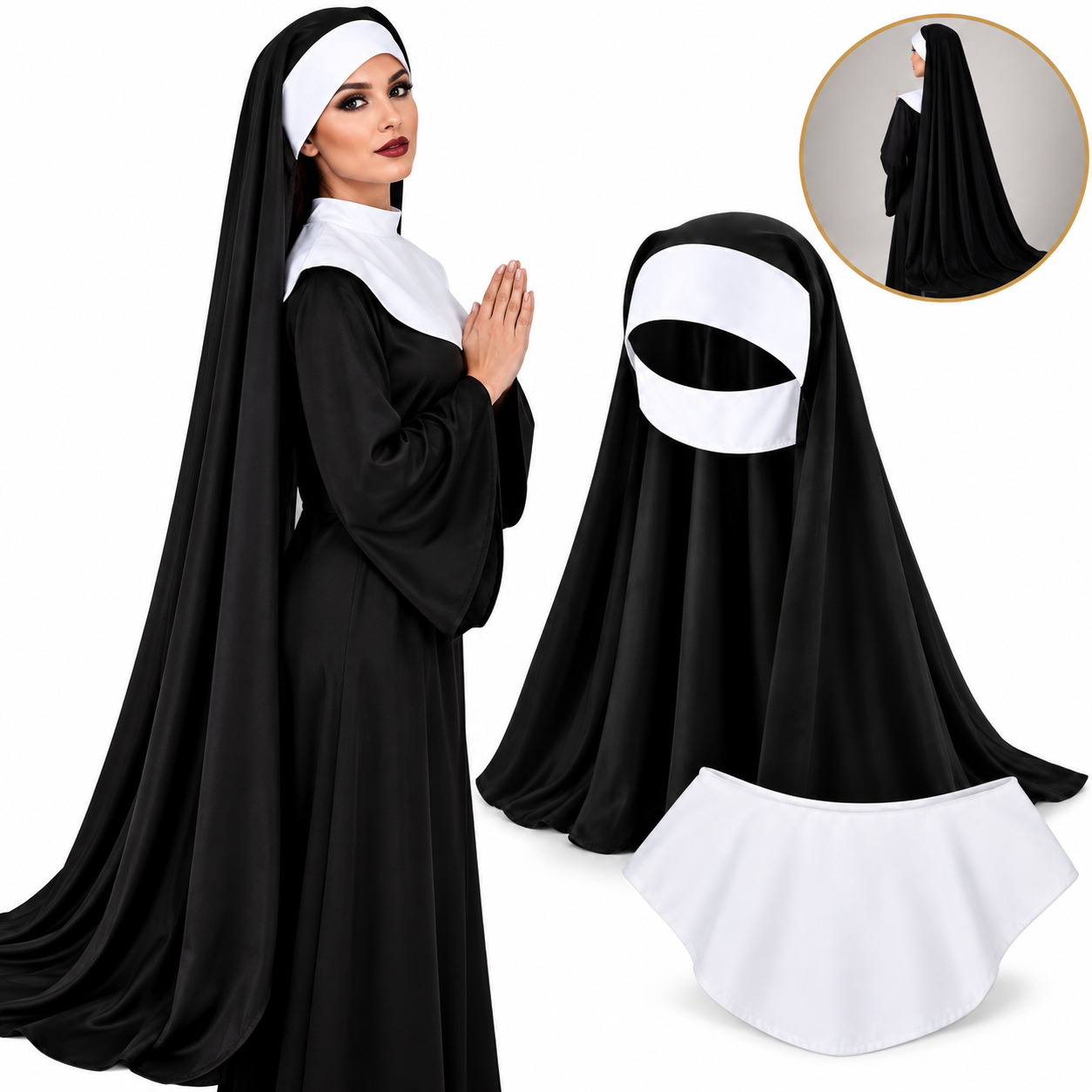 Kit Véu e Gola Freira Fantasia Halloween ...