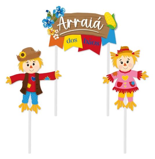 Topo de Bolo Festa Junina Arraiá com 1 Un...