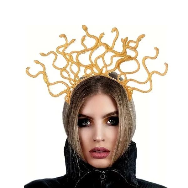 Tiara Medusa Dourado Plástico – Unidade