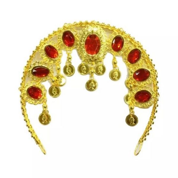 TIARA ODALISCA PEDRAS E MOEDAS VERMELHO