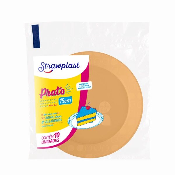 Prato Redondo 15 cm Laranja Candy com 10 ...