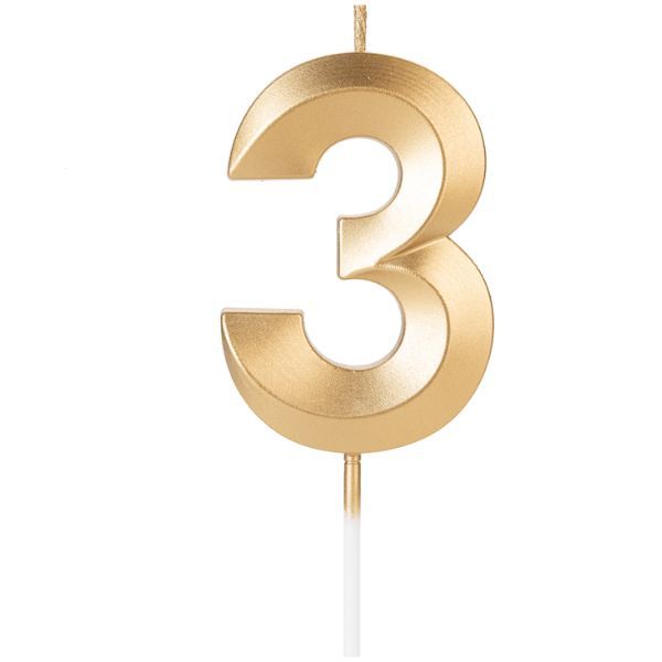 Vela Design Dourada – Número 3