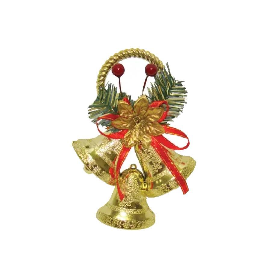 Pendente Natalino com 3 Sinos, Flor e Laç...