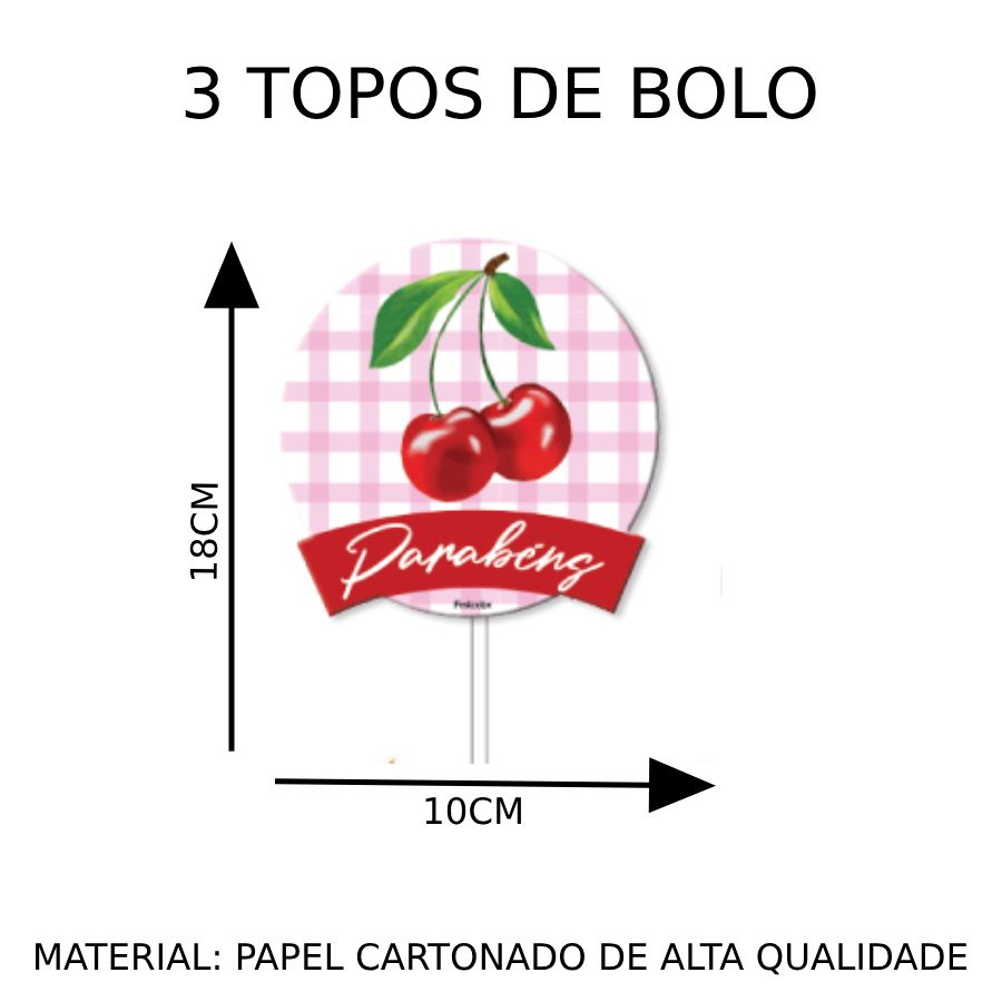 Kit Topo de Bolo Cereja – Festcolor