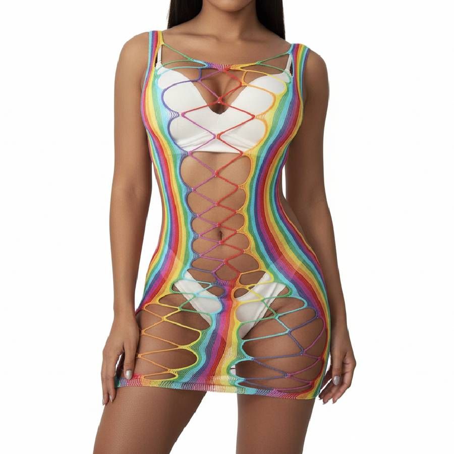 VESTIDO ARRASTÃO COLORIDO 