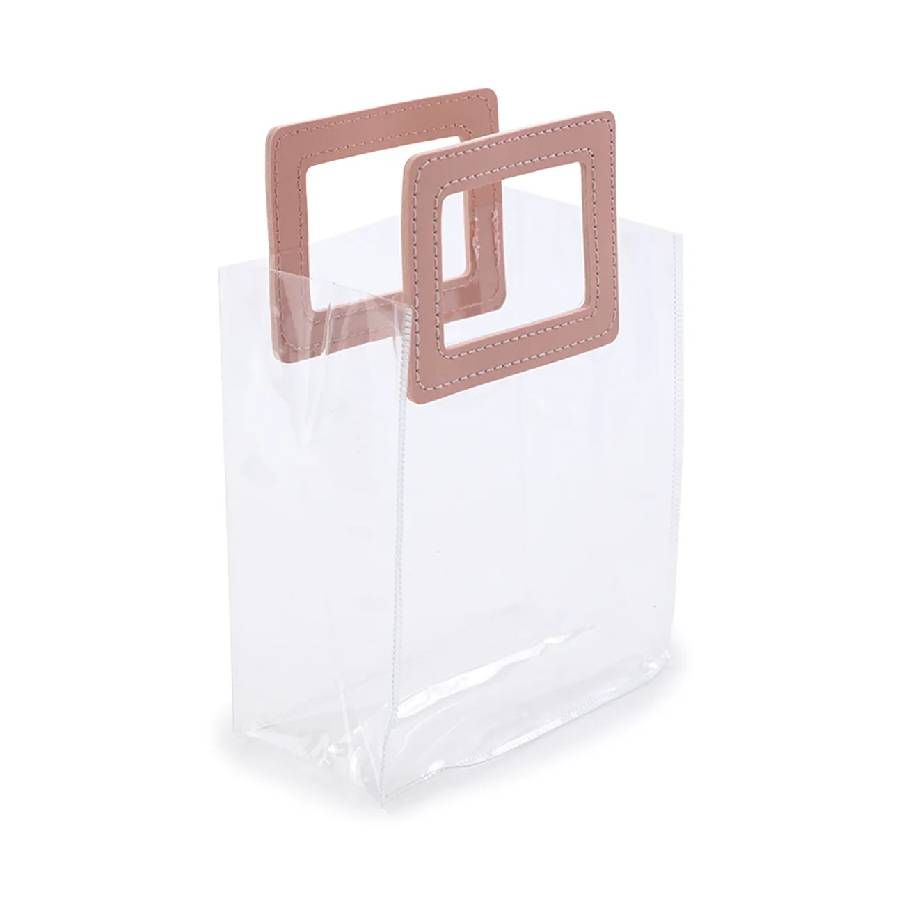 Sacola PVC 18x10x20cm com Alça de Couro S...