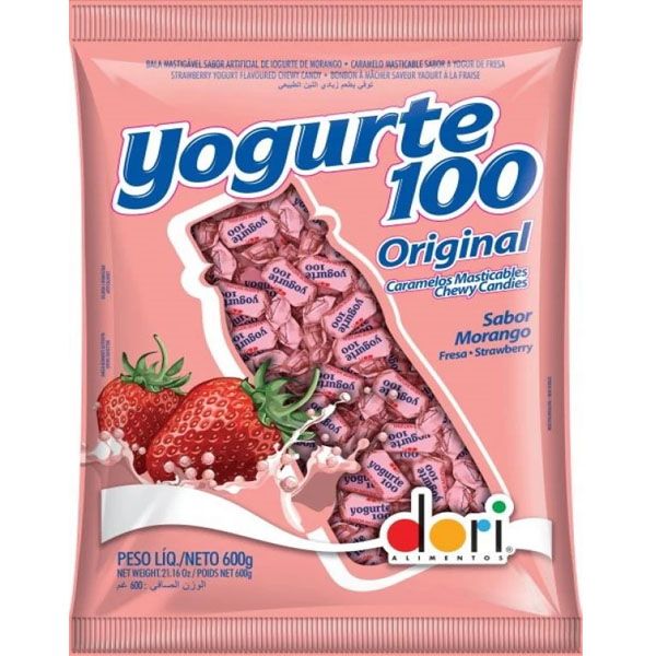 Bala Recheada Yogurte Morango 600g – Dori