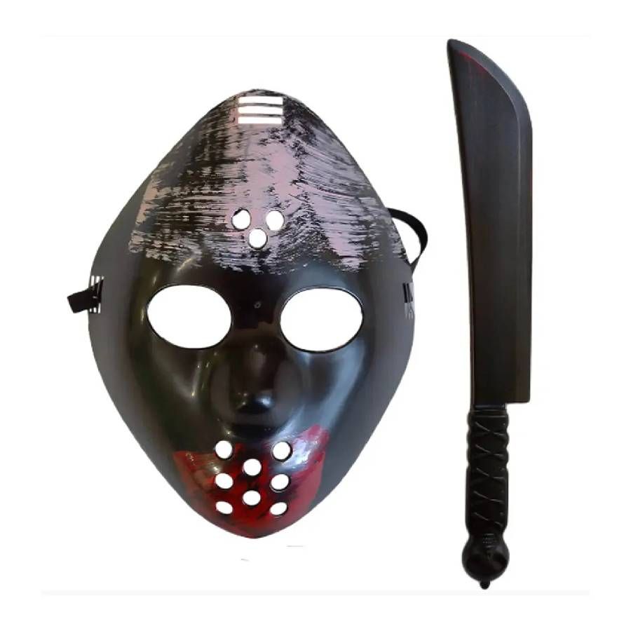 Kit Máscara e Faca Jason Halloween