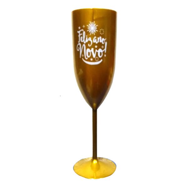 TAÇA FELIZ ANO NOVO 2 DOURADO/BRANCO 180ML