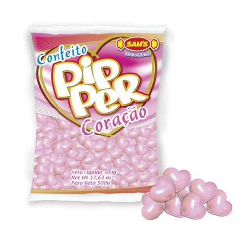 Confeito Pipper Coração Rosa 500g – SAMS