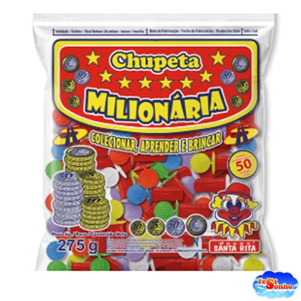 Pirulito Chupeta Milionária C/50 - 350g -...