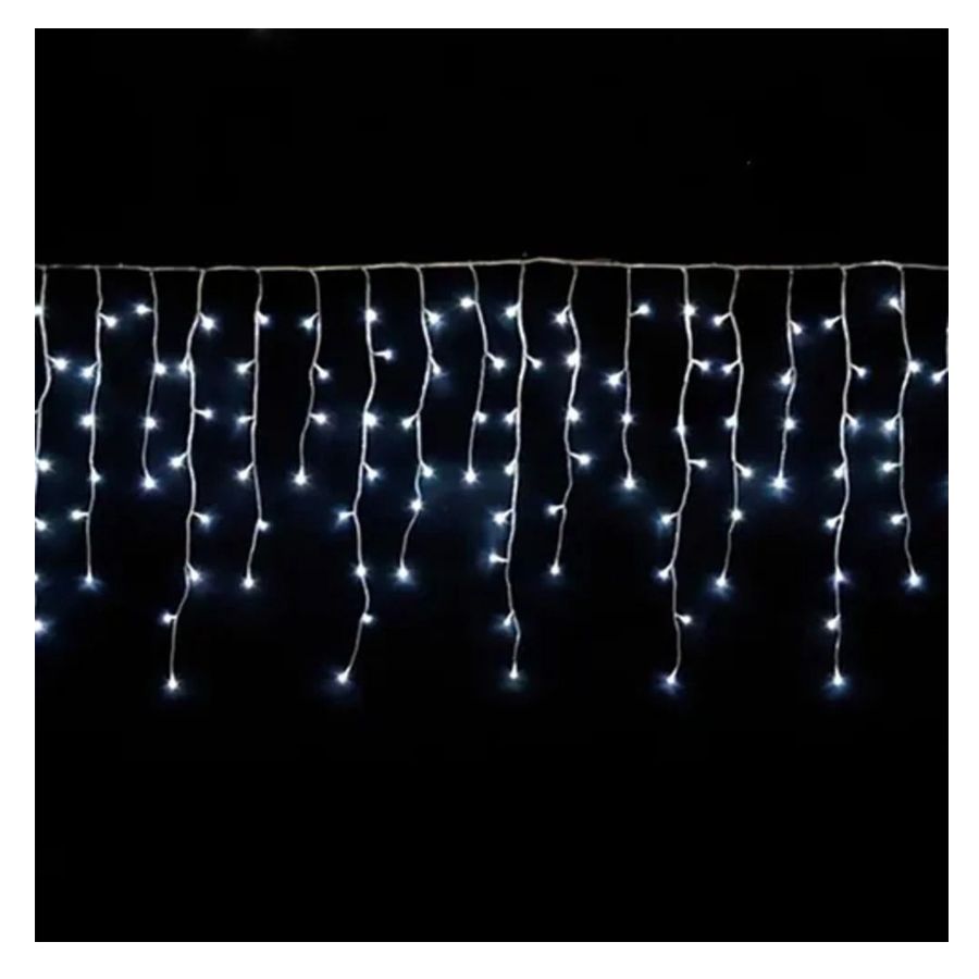 Cascata 100 LEDs Branco Frio 8 Funções 3m 