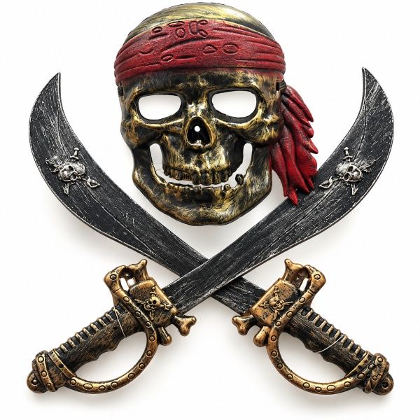 Máscara Caveira Pirata Com Espadas Cruza ...