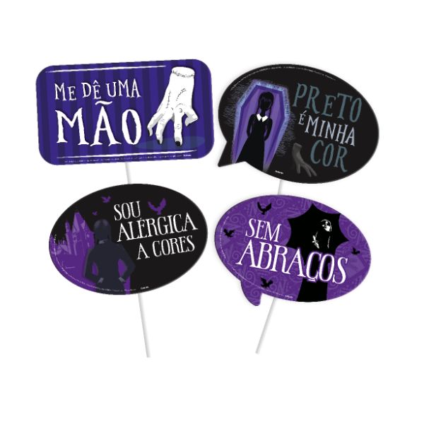 Placas Divertidas Wandinha c/4un – Festcolor Placas Divertidas Wandinha c/4un – Festcolor