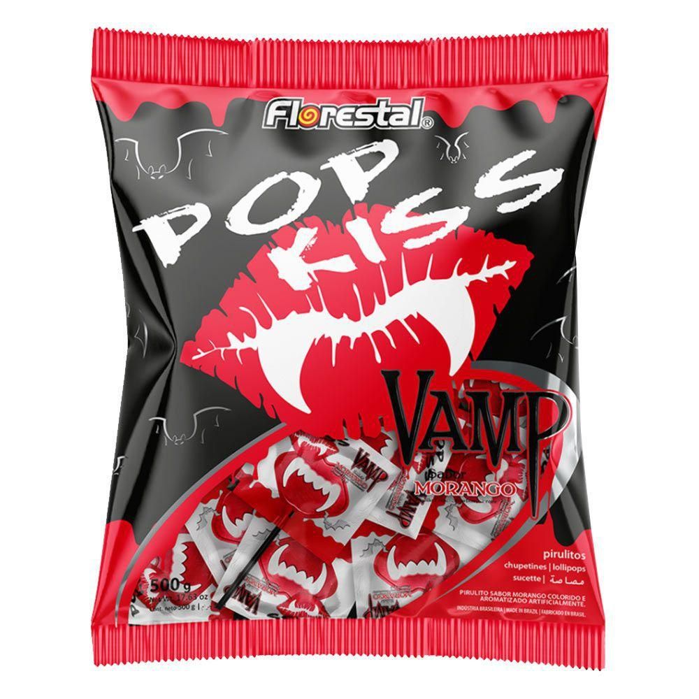 Pirulito Pop Kiss Vamp Morango 500g | For...
