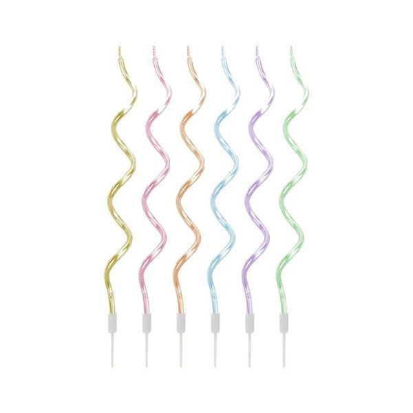 Vela Espiral Coloridas Metálicas - (6 Uni...