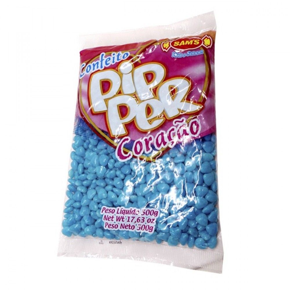 Confeito Pipper Coração Azul 500g – SAMS