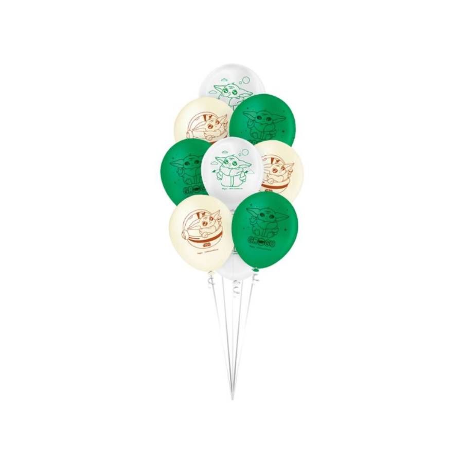 Balão de Látex Redondo 9\" – Grogu – 25 U...