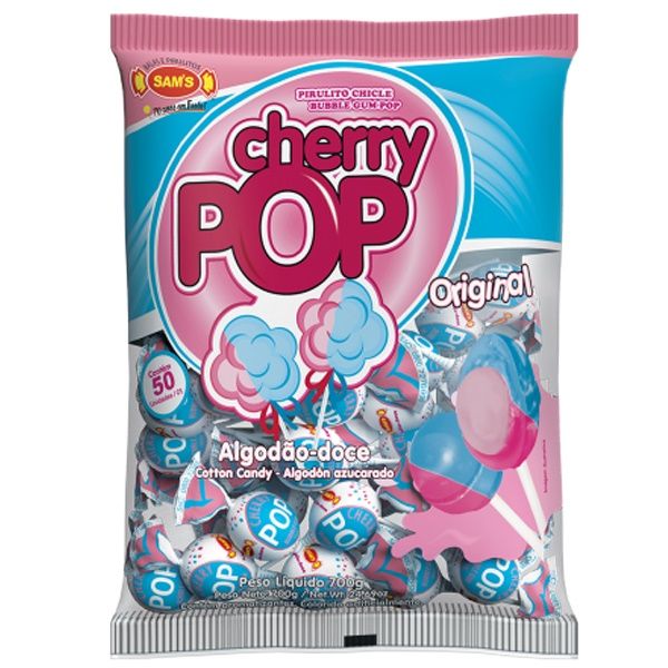 Pirulito Cherry Pop Algodão Doce 700g com...
