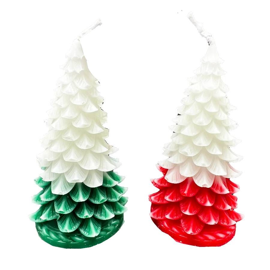 Vela Decorativa Pinheiro Nevado Vermelha ...