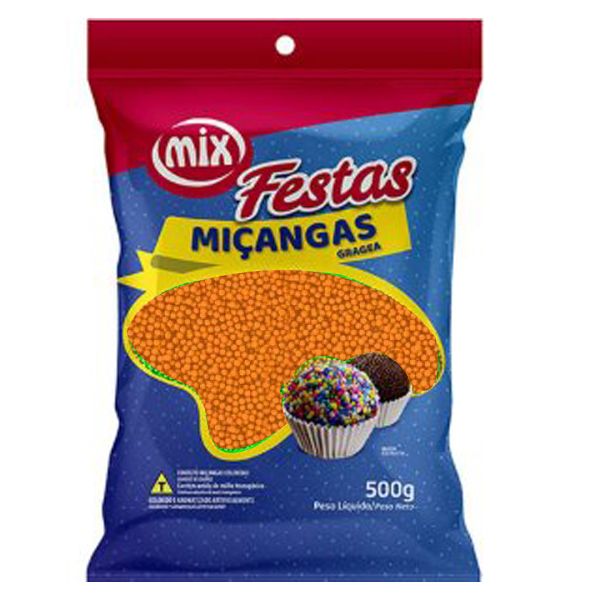 Confeito Miçanga Laranja 500g – Mix