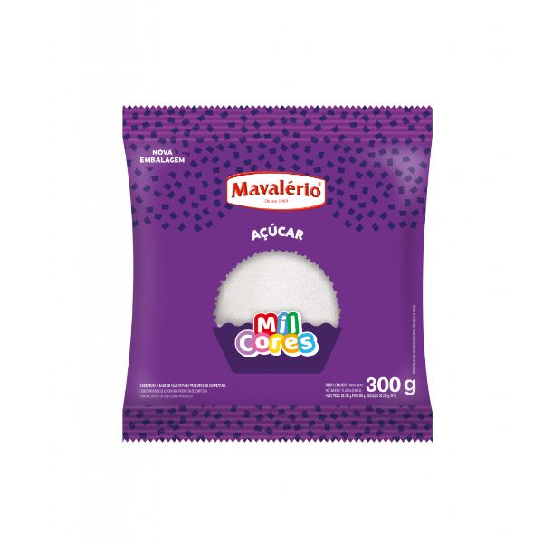 Açúcar Colorido Branco 300g – Mavalério