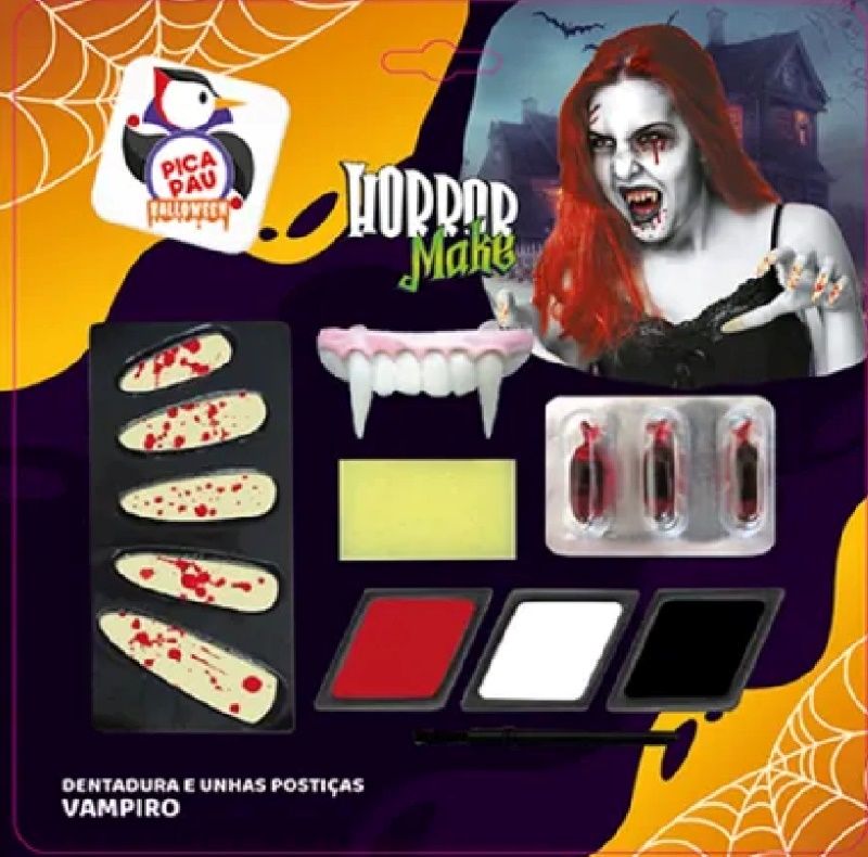 Kit Pintura Completo Dentes/Unhas Vampiro...