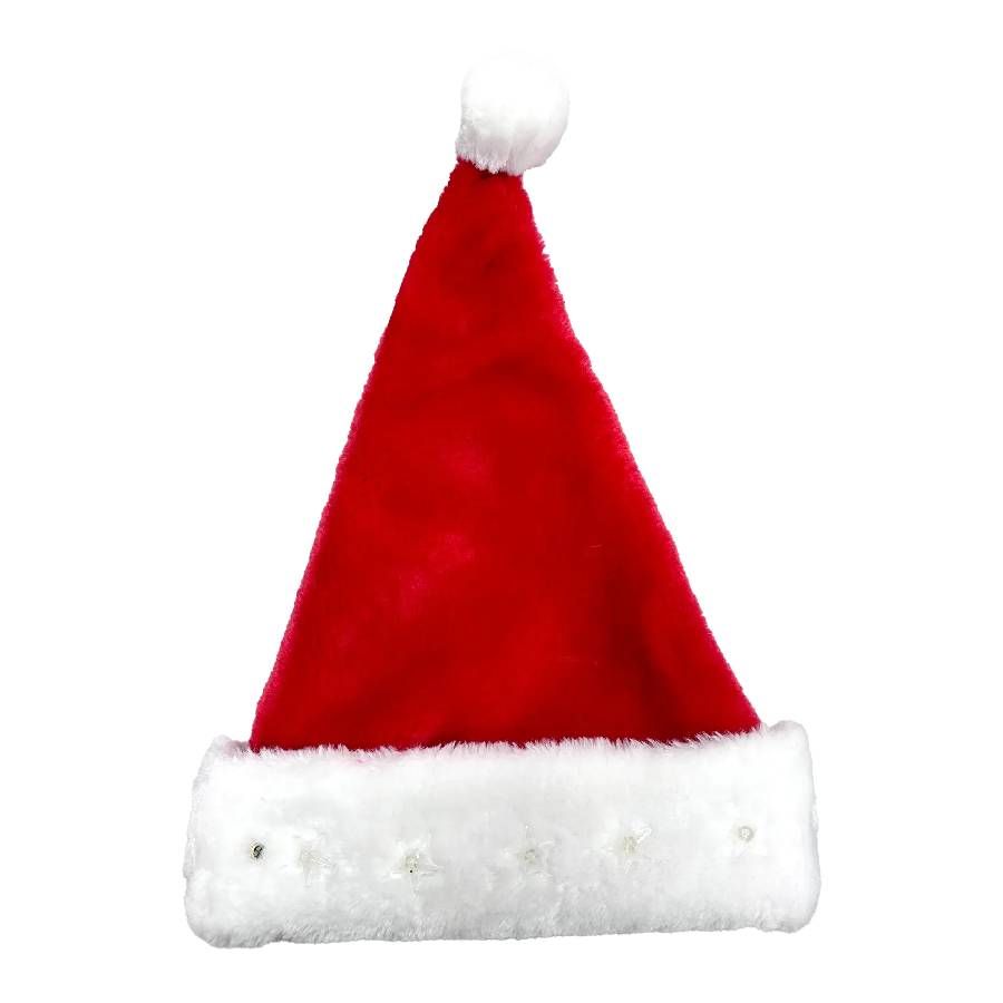 Gorro Papai Noel Vermelho e Branco com LE...